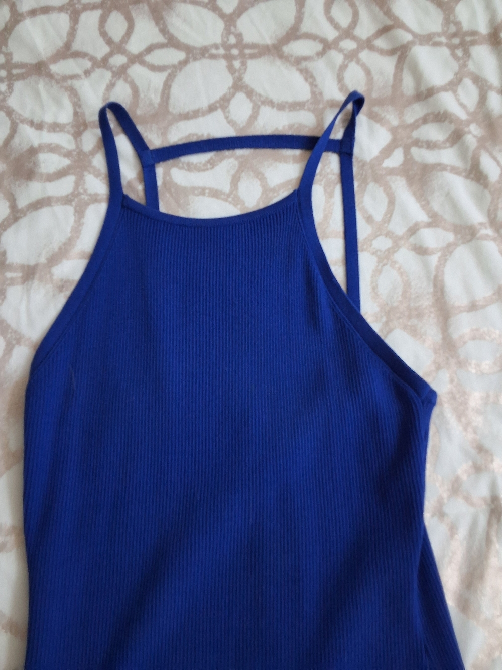 Vibrant Royal Blue Ribbed Spaghetti Strap Tank